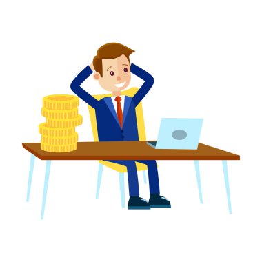 Office tablo illüstrasyon işadamı oturur