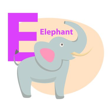 Çocuk s alfabe simgesi çizgi film fil harf E
