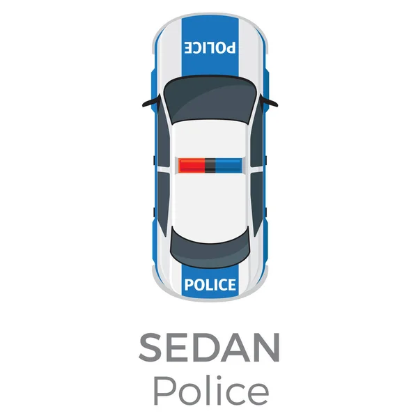 Police Sedan Top View Flat Vector Icon — Stock Vector