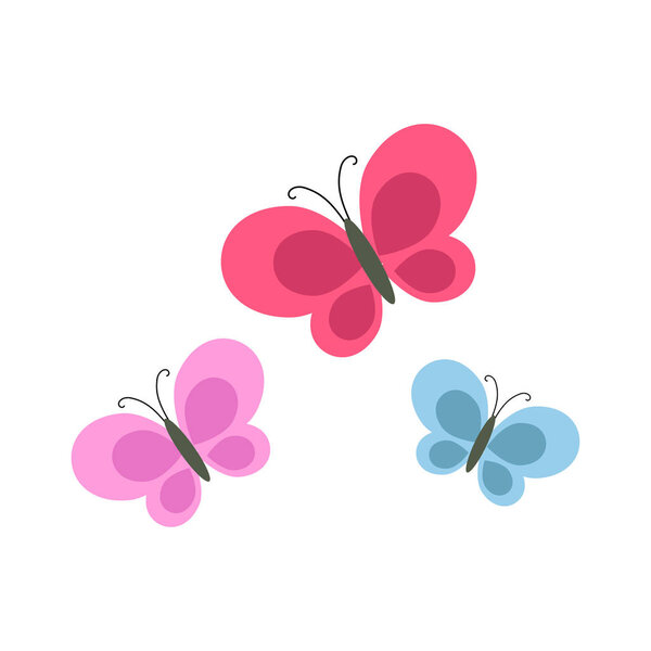 Bright Cartoon Butterflies Isolated Illustration