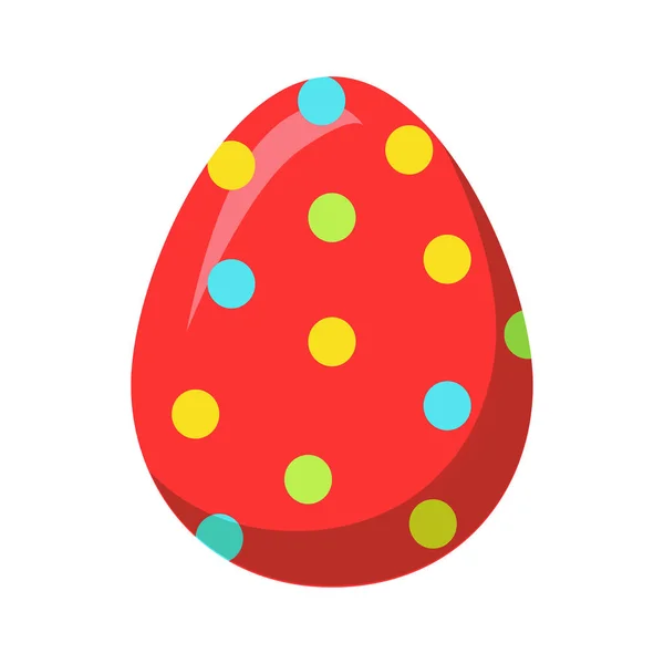 Easter Red Egg with Colorful Dot Vector Decoration — Stock Vector