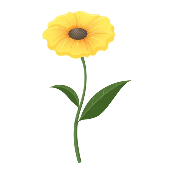 分離の図で黄色のジニアの花 — ストックベクタ