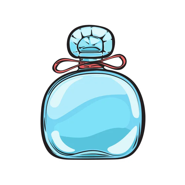Botella de cristal azul de la ilustración aislada del perfume — Vector de stock
