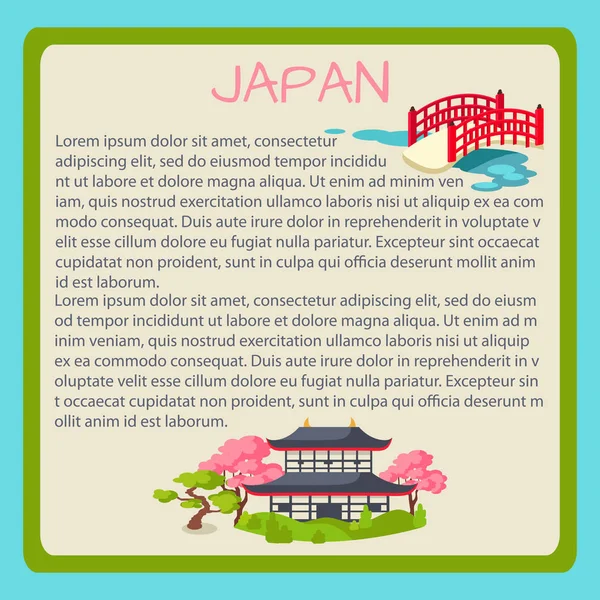 Японія оформлена вектор туристичні банер з текстом — стоковий вектор