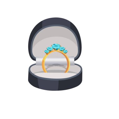 Kutusu illüstrasyon mavi Pırlantalı altın yüzük