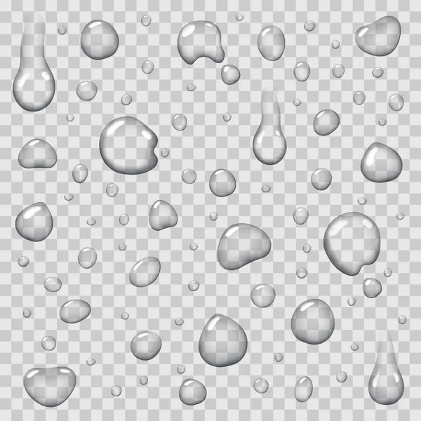 Gotas de agua sobre fondo transparente Icono plano — Vector de stock