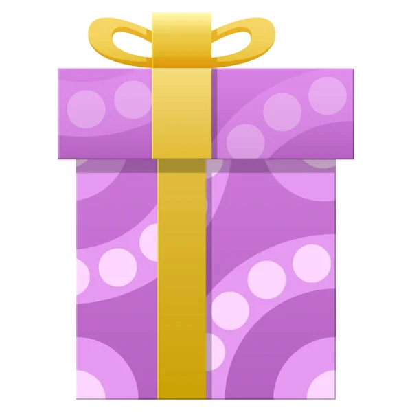 Package Wrapped in Colorful Paper with Purple Dots — Stock Vector