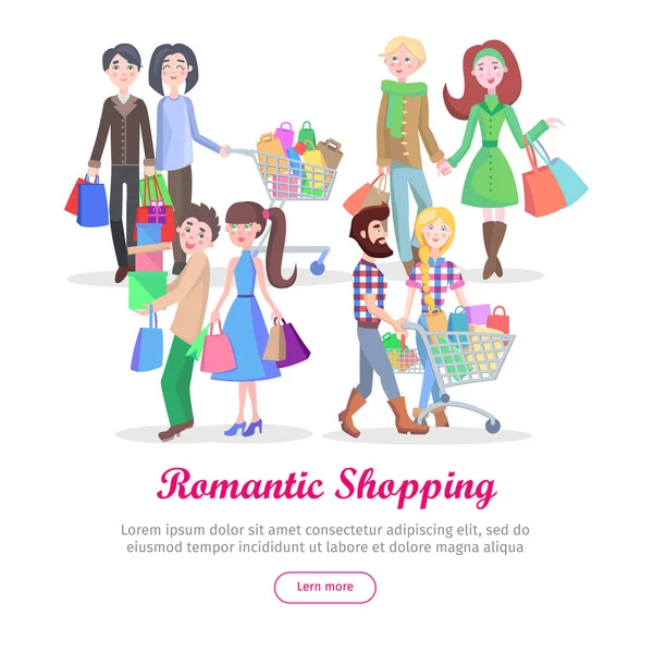 Romantisk Shopping tecknad platt vektor koncept — Stock vektor