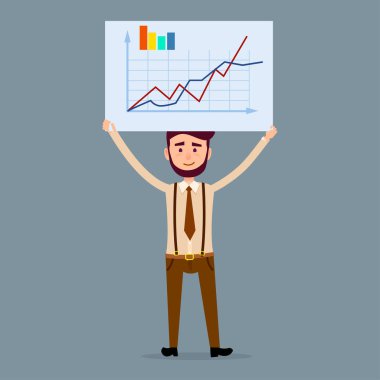 Erkek karakter grafik illüstrasyon kurula tutar