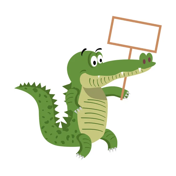 Krokodyle kreskówka z pusty szyld wektor — Wektor stockowy
