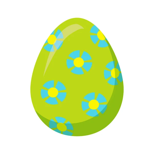 Huevo de Pascua con flores azules Vector aislado — Vector de stock