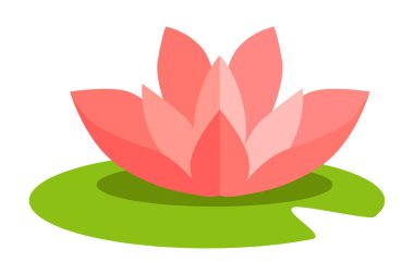 Lotus çiçeği beyaz düz tasarım izole