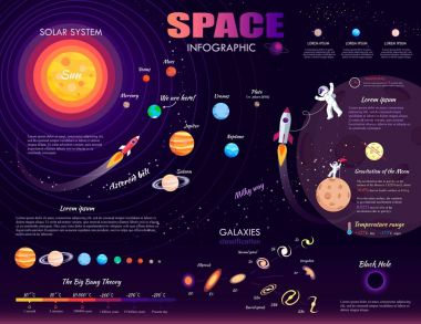 Uzay Infographic mor arka plan sanat tasarım
