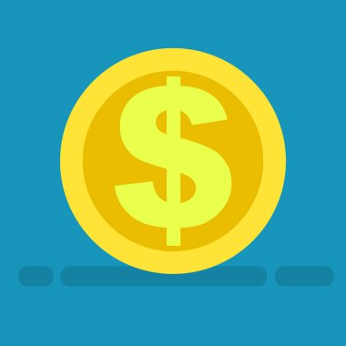 Altın sikke simge karikatür tarzı büyük Doları sembolü