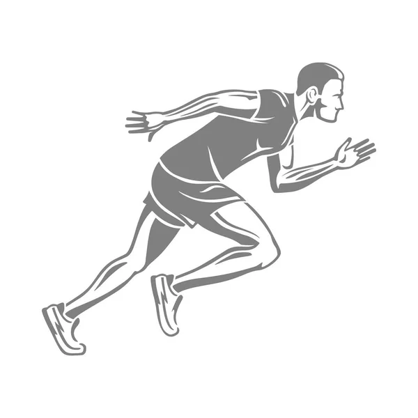 Silhouette di isolato corsa maschio su bianco . — Vettoriale Stock