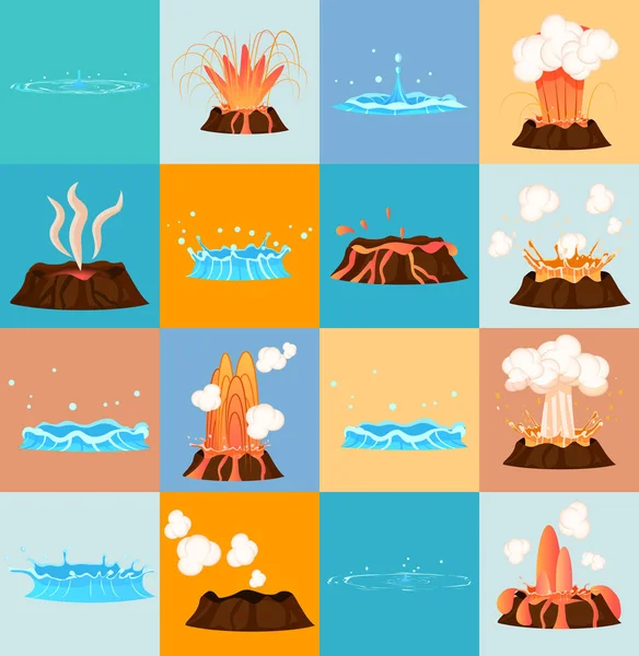火山喷发和水排放的间歇泉 — 图库矢量图片