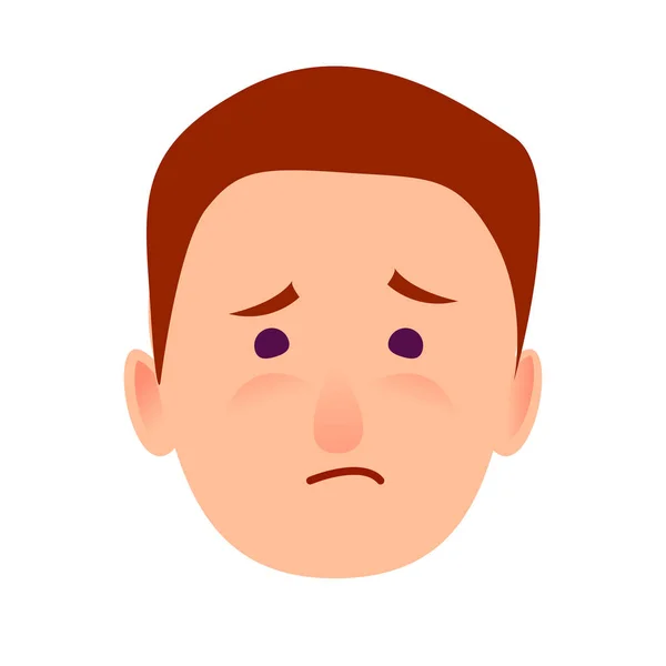 Sorrowful Face Emotion on Man-child Close-up Icon — Stock Vector