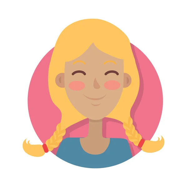 Icono de vector emocional de cara de mujer en estilo plano — Archivo Imágenes Vectoriales