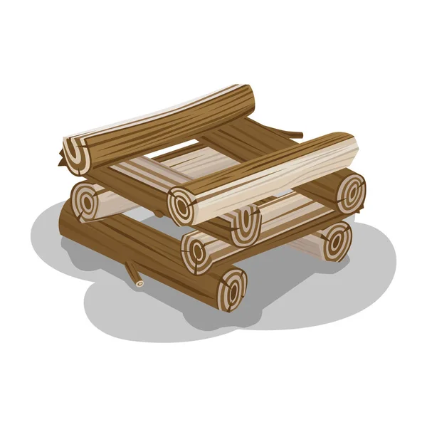 Drewno ułożone na białym tle wektor. Elementy drewna opałowego — Wektor stockowy