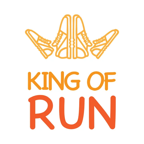 King of Run Motto con logo Crown di Sneakers — Vettoriale Stock