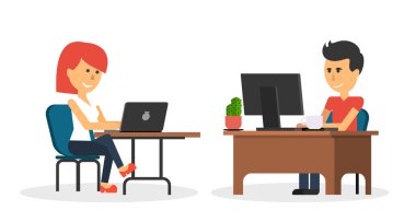 İnsanlar iş ofis tasarım düz
