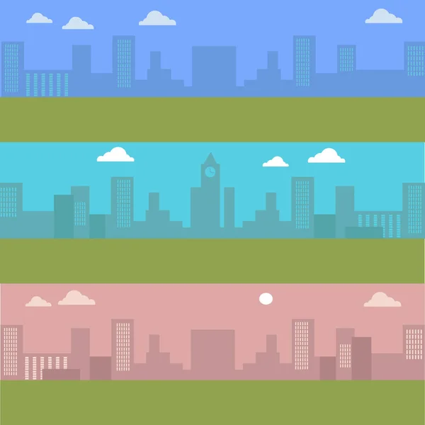 Conjunto de Urban Cityscape. Siluetas de edificios . — Vector de stock