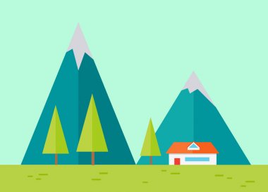 Dağlar manzara düz.