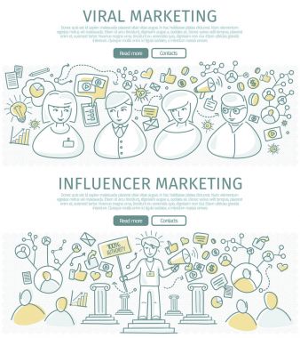 Düz tasarım vektör Web afiş Pazarlama Seti