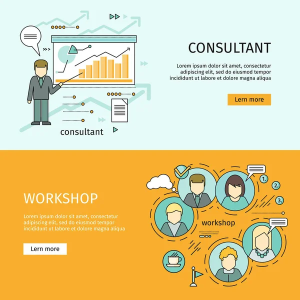 ビジネス教育ベクター Web バナーの設定 — ストックベクタ