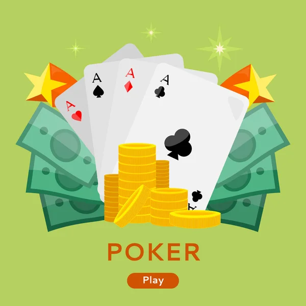 Banner Web vettoriale concettuale di poker in design piatto — Vettoriale Stock