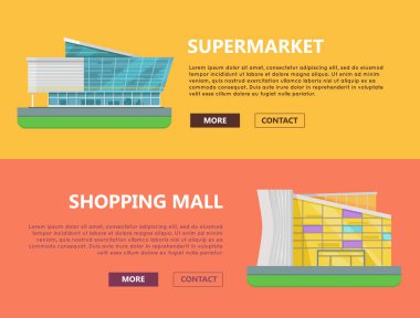 Alışveriş Merkezi Web şablonları düz tasarım.