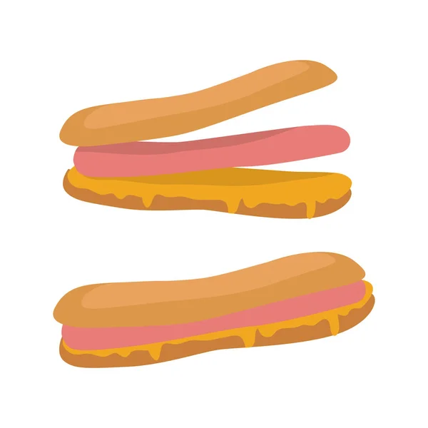 Hot Dog isolé sur White. Sandwich à la saucisse — Image vectorielle