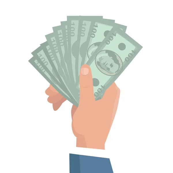 Hand met geld vectorillustratie in platte ontwerp — Stockvector