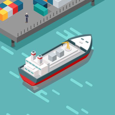 Kargo liman illüstrasyon izometrik projeksiyon
