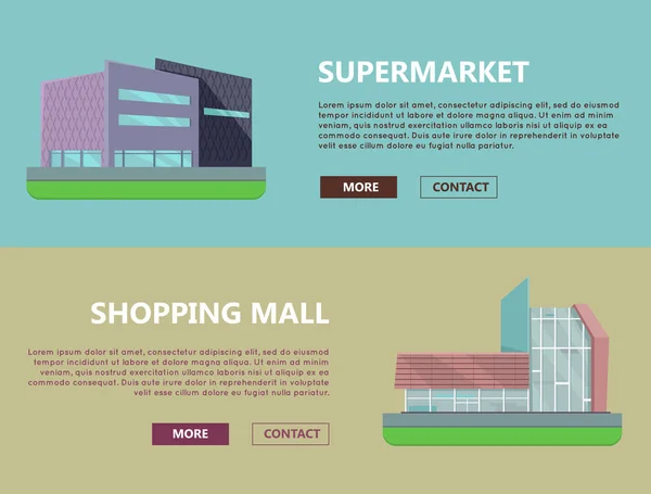 Modèles Web de centre commercial en conception plate . — Image vectorielle