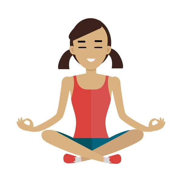 Młoda kobieta Dokonywanie medytacji w pozycji lotosu — Wektor stockowy