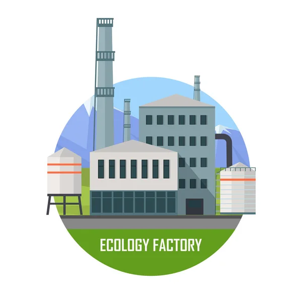 Ecologie fabriek. Eco Plant pictogram in vlakke stijl. — Stockvector