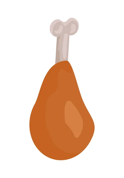 Illustration de cuisse de poulet grillé dans un design plat — Image vectorielle