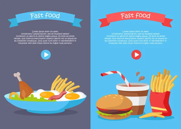 Banner Conceitual Fast Food para Web Site Design —  Vetores de Stock