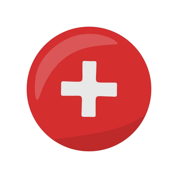 Icona Croce Rossa sul pulsante. Segno di primo soccorso medico — Vettoriale Stock