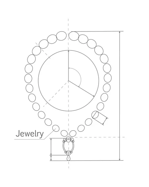 Joyería producción boceto de collar brillante . — Vector de stock