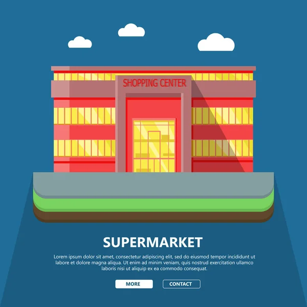 Templat Web Supermarket dalam Desain Datar - Stok Vektor