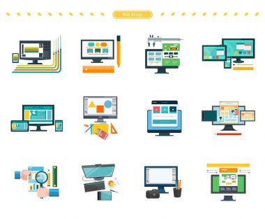 Web tasarım vektör kavramları düz stil ayarla.