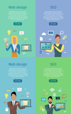 Web Tasarım, Seo kavramsal afiş Poster Seti