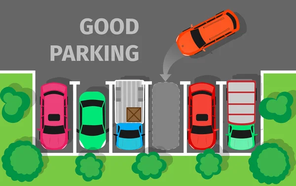 Jó parkolási felülnézet — Stock Vector