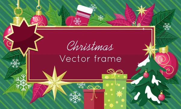 Kerst Sale Frame Vector vlakke stijl Concept — Stockvector