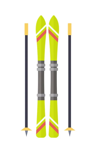 滑雪和孤立的棍棒。滑雪的齿轮组。矢量 — 图库矢量图片