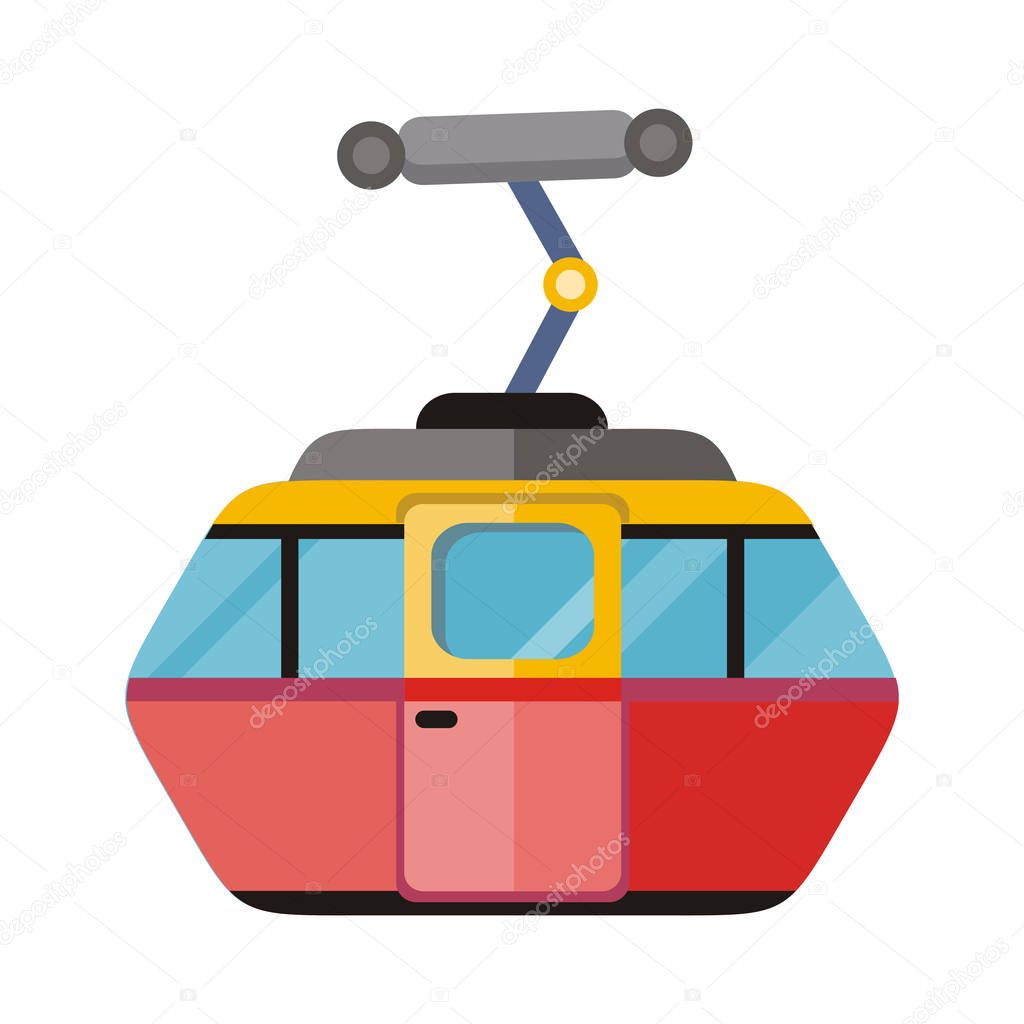 Funicular Railway Cable Car Isolated. Vector