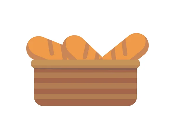 Französisches Brot im Korb — Stockvektor