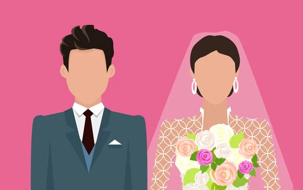 Banner web del día de la boda. Recién casados Pareja Diseño — Vector de stock